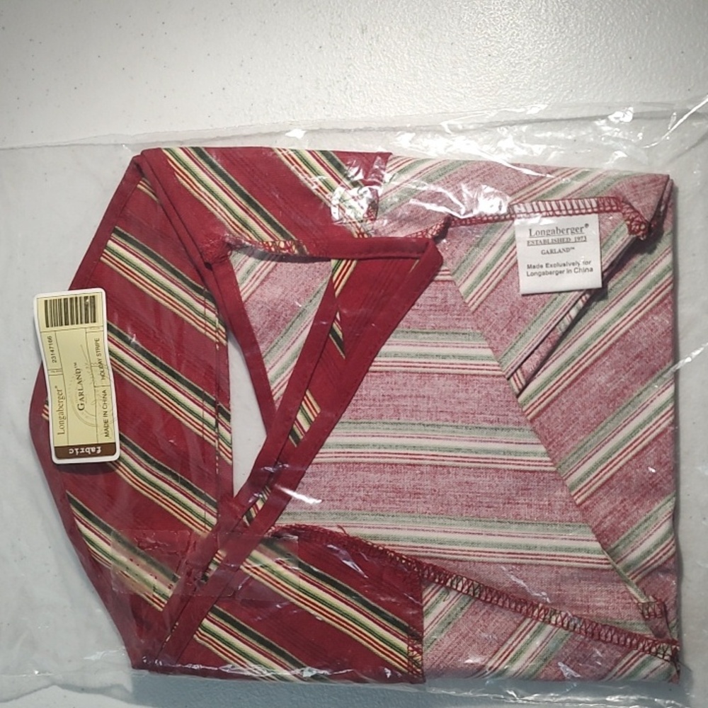 Longaberger Garland Basket Liner In Holiday Stripe Fabric New In Package